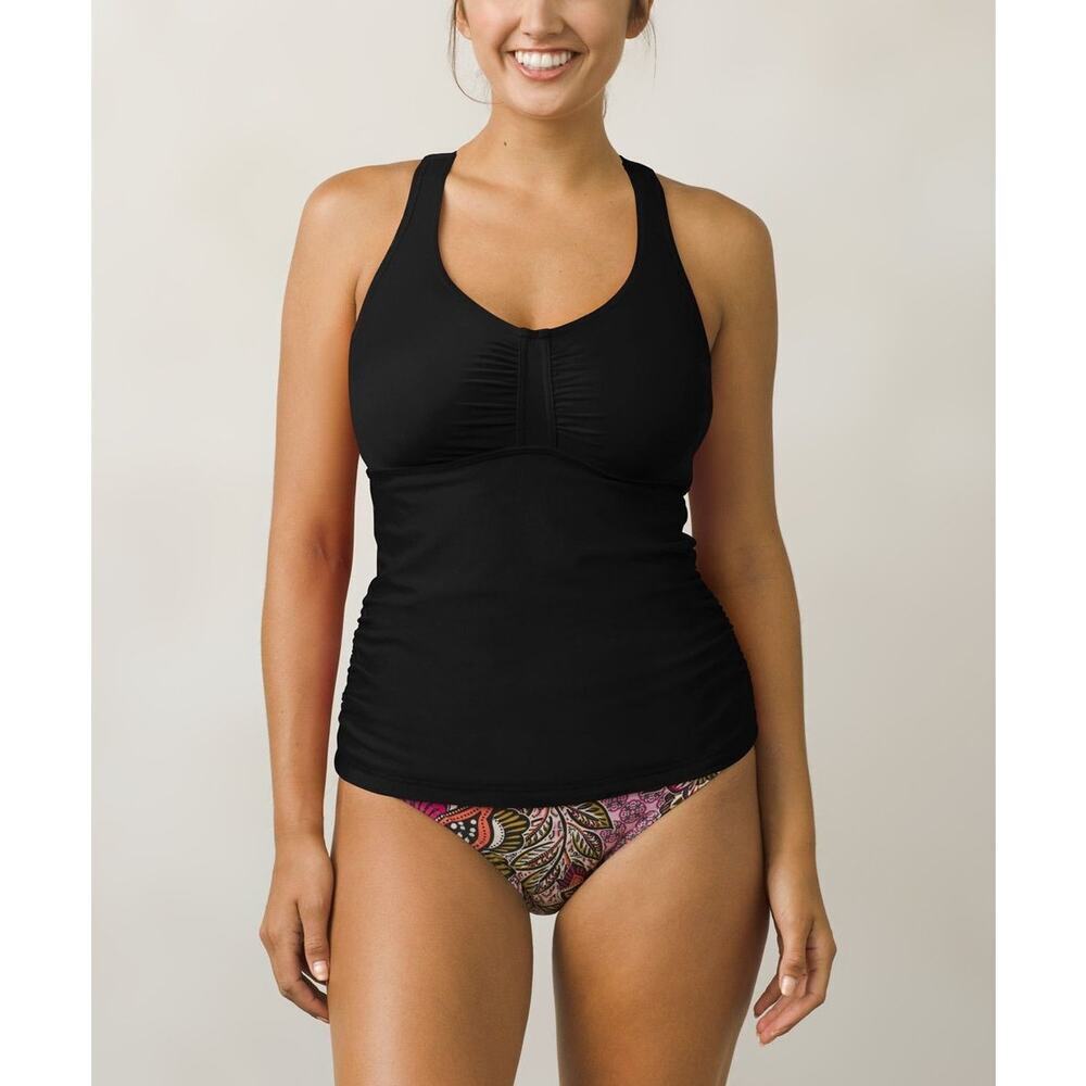 PrAna Aelyn‎ Tankini Scoop Neck Padded Top Black Womens Size 32D/XS NWT